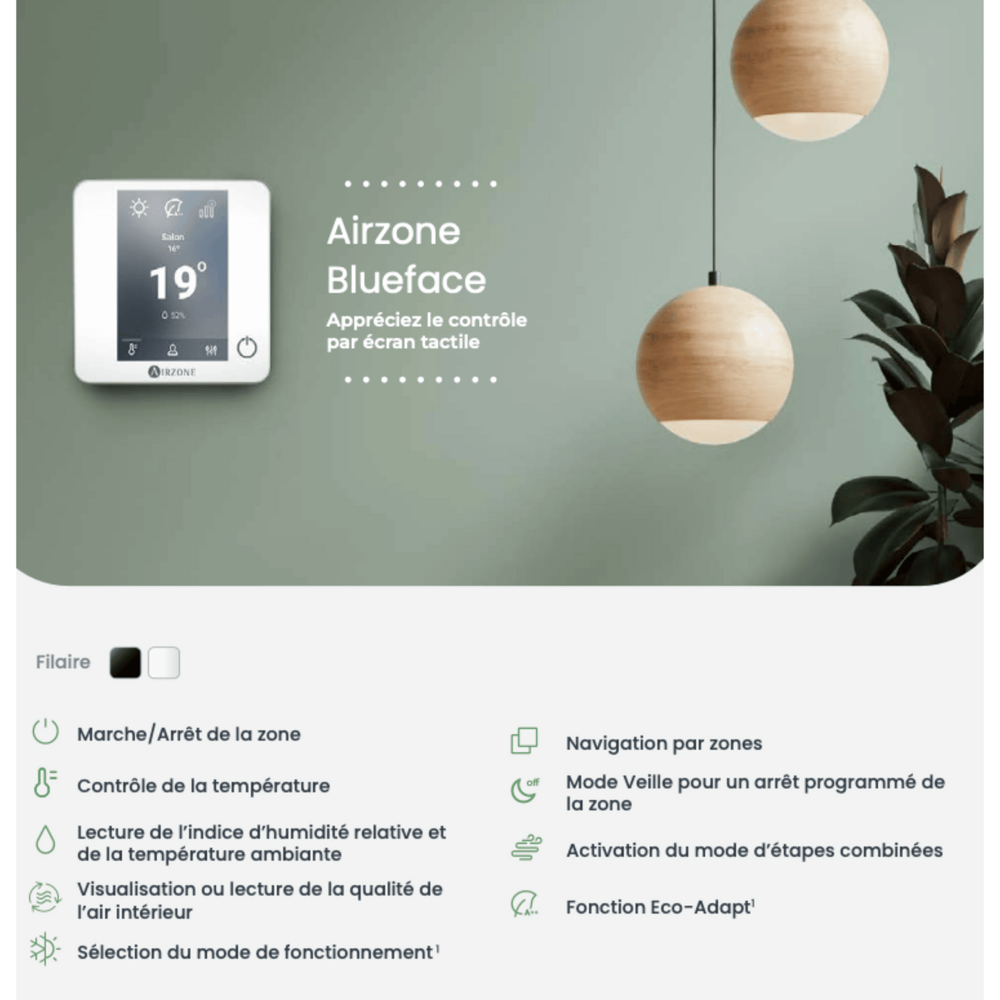 Airzone - Flexa 25 / Easyzone 25 - Pack de 20 Thermostats Blueface Filaire