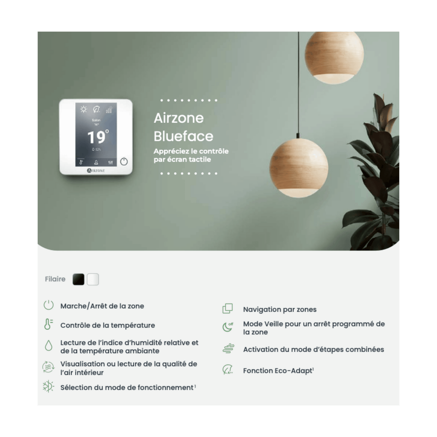 Airzone - Acuazone Thermostat Blueface Filaire