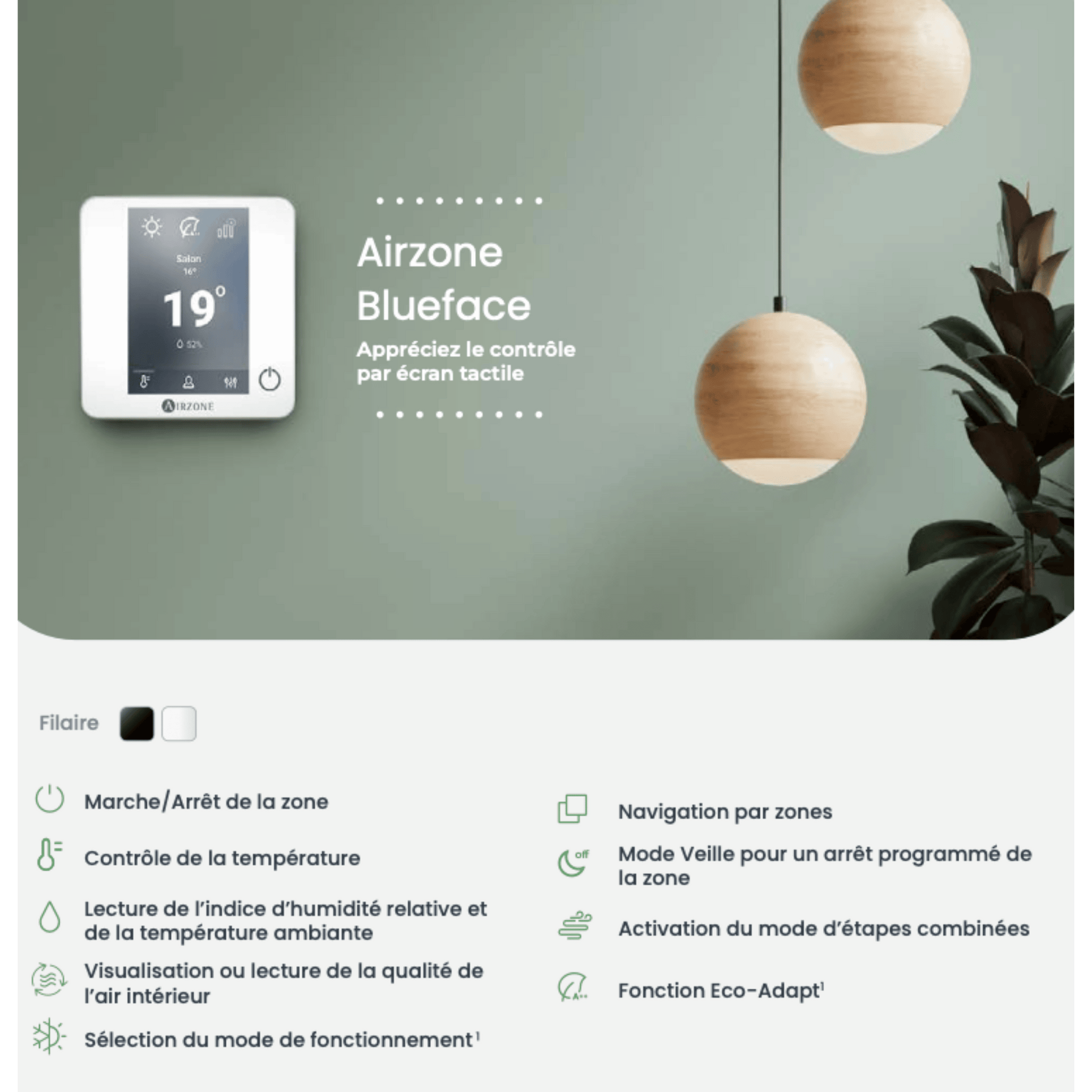 Airzone - Flexa 25 / Easyzone 25 - Thermostat Blueface Filaire